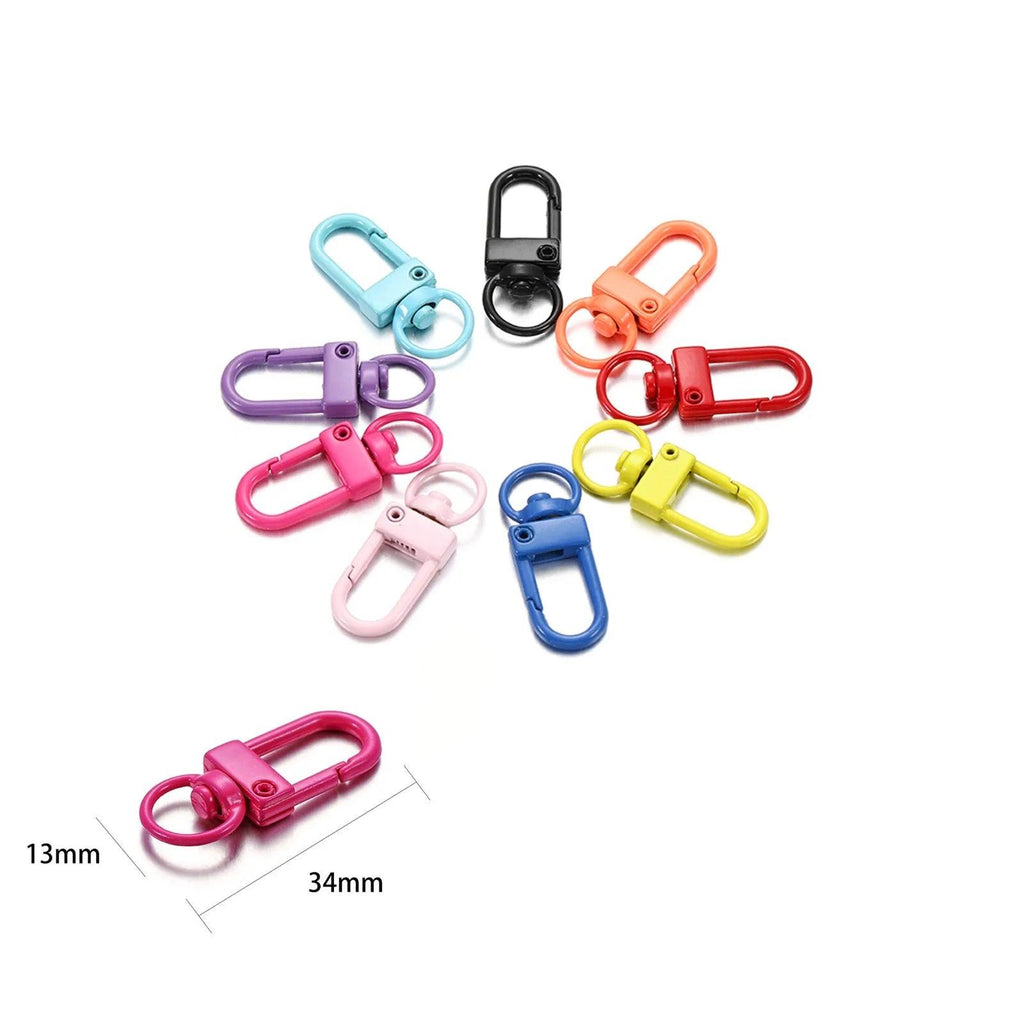 10pcs/lot 12x33mm Rotating Dog Buckle Gold Rhodium Metal Lobster Clasps Hooks For DIY Jewelry Making Key Ring Chain Accessories