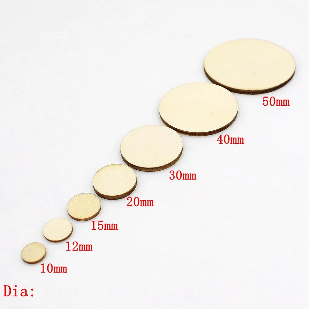 15/100pcs 10-50mm Unfinished Wooden Round Circles Ring Craft Card Making Scrapbooking DIY Embellishment Arts Decorative Craft