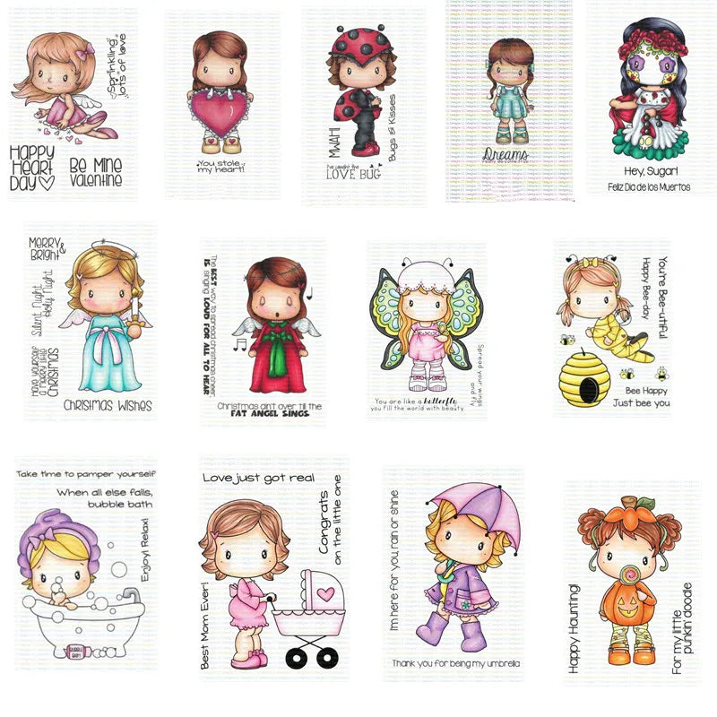 Cute girl  Transparent Klar Silikon Stempel/Dichtung für DIY scrapbooking/foto album Dekorative klare stempel blätter