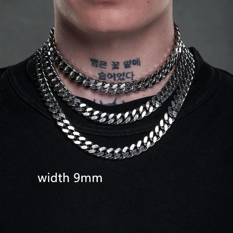Rope Cuban Chain Necklace Men Fashion Temperament Stainless Steel Choker Link Chain Necklace For Men Jewelry Gift