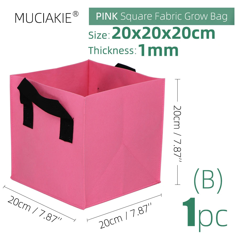 20x20x20CM Thickness 1MM Square Grow Bags Economic Fabric Pots with Handles Garden Planting Containers for Vegetables Flowers