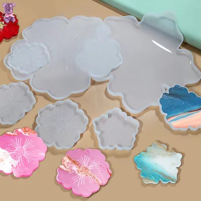 Diy Sakura Tea Tray Coaster Silicone Mould for Plaster Uv Epoxy Resin Cherry Blossoms Flower Tray Plate Mold Home Decoration