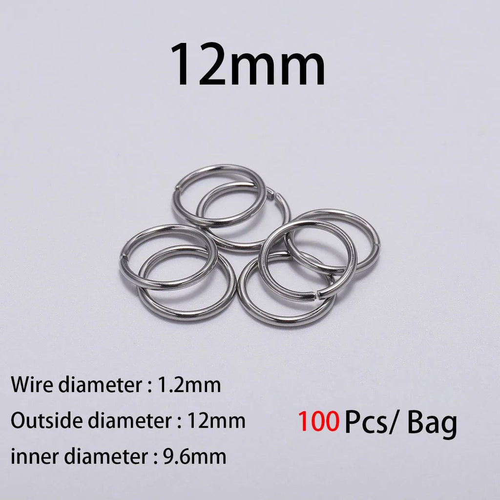 100-200pcs 3-15mm Stainless Steel Open Single Loops Jump Rings Split Ring For Jewelry Making DIY Connector Accessories
