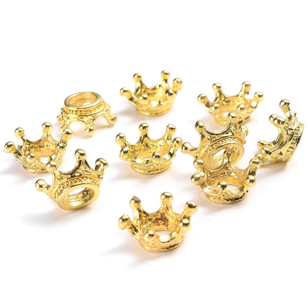 10/50pcs Alloy Loose Spacer Beads Gold Silver Crown Beads for Jewelry Making DIY Bracelet Handmade Accessories 6x9/12mm
