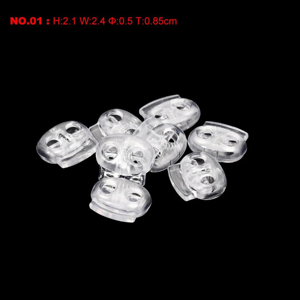 10pcs Cord Lock Plastic Stopper Cord Ends Toggles Clip Buckle Transparent Clear Frost For Shoelace Clothing DIY Bag Accessories