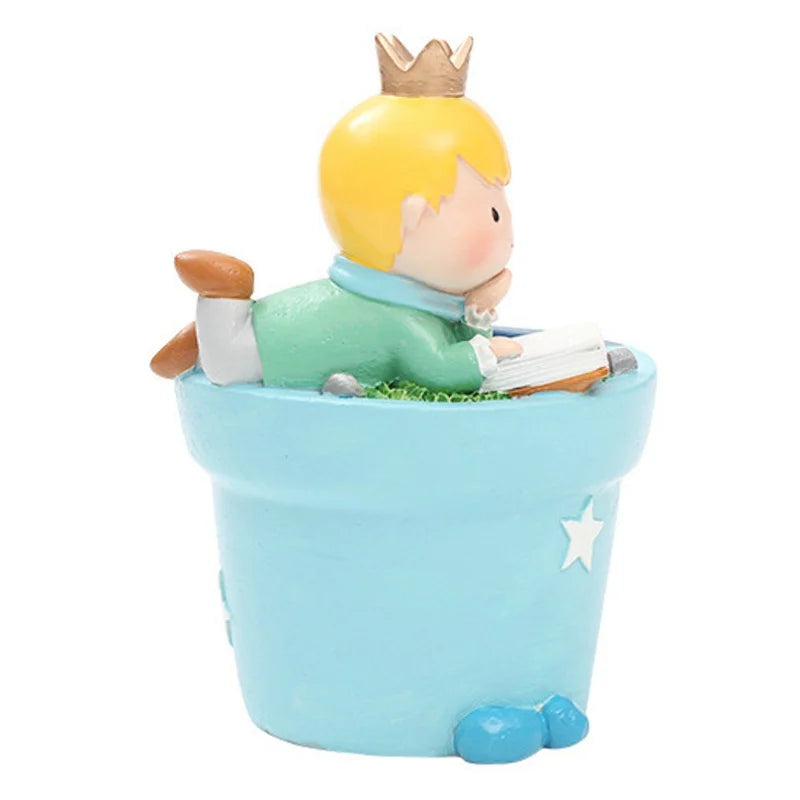 Resin Succulent Planter Small Ornament Cute Prince Pots Little Boy Flowerpot Bonsai Garden Home Decor Plant Pot