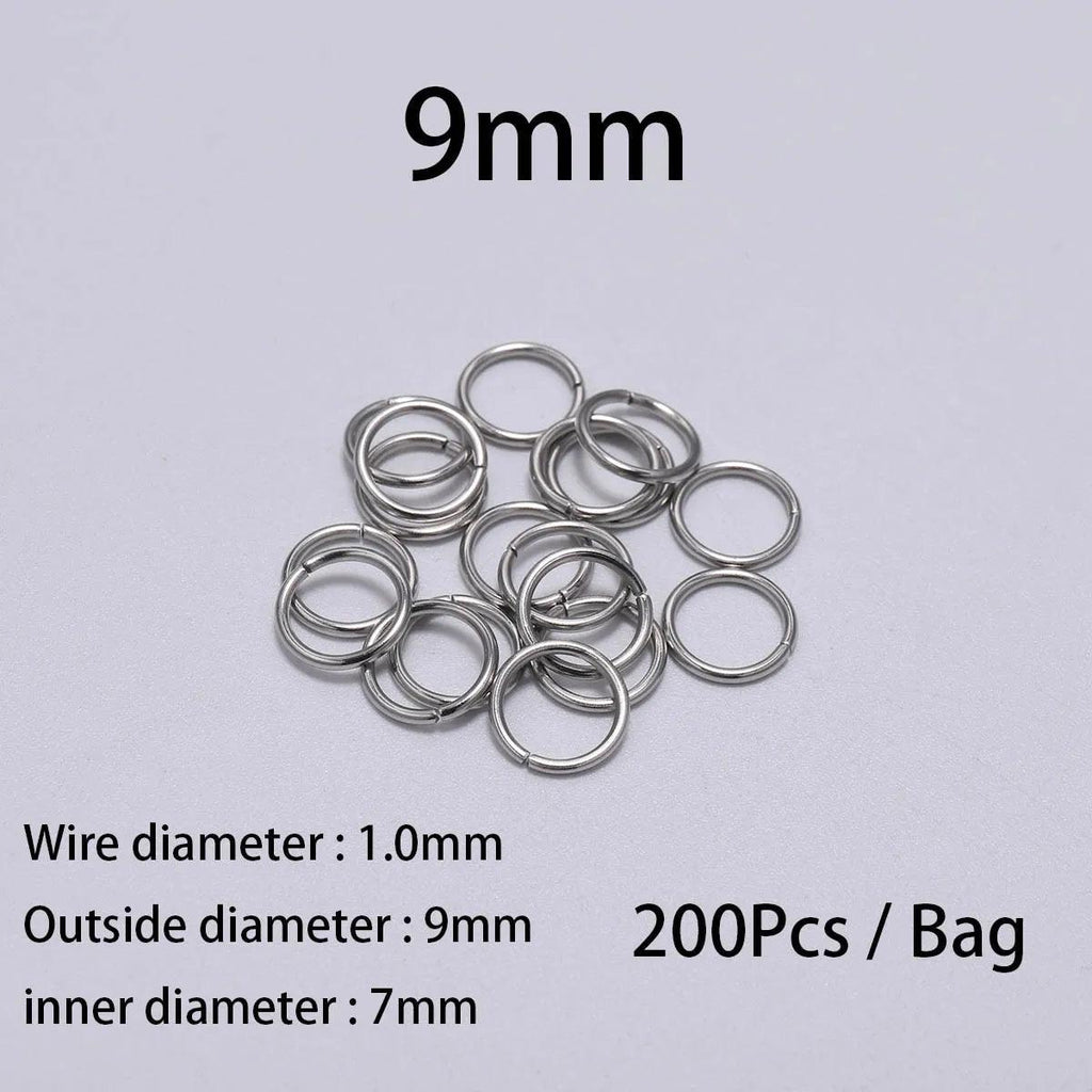 100-200pcs 3-15mm Stainless Steel Open Single Loops Jump Rings Split Ring For Jewelry Making DIY Connector Accessories