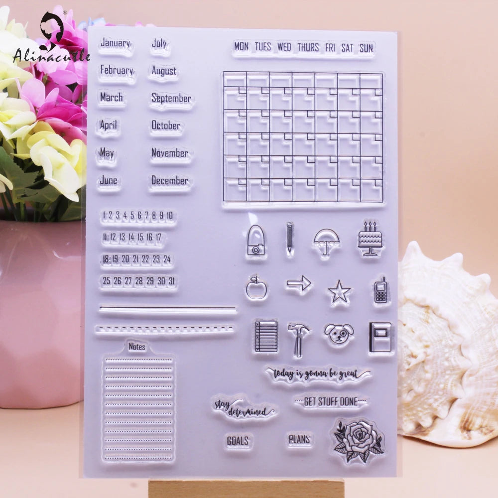 Alinacutle CLEAR STAMPS Schedule Timetable Goals DIY Scrapbooking Card Album Paper Craft Rubber Transparent Silicon Clear Stamp