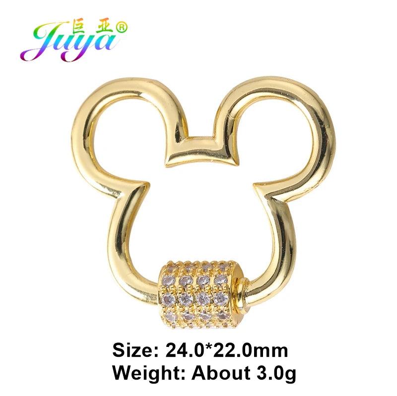 Juya Handmade Creative 18K Gold Plated Brass Screw Locks Carabiner Clasps Accessories For DIY Mesh Chains Pendant Jewelry Making