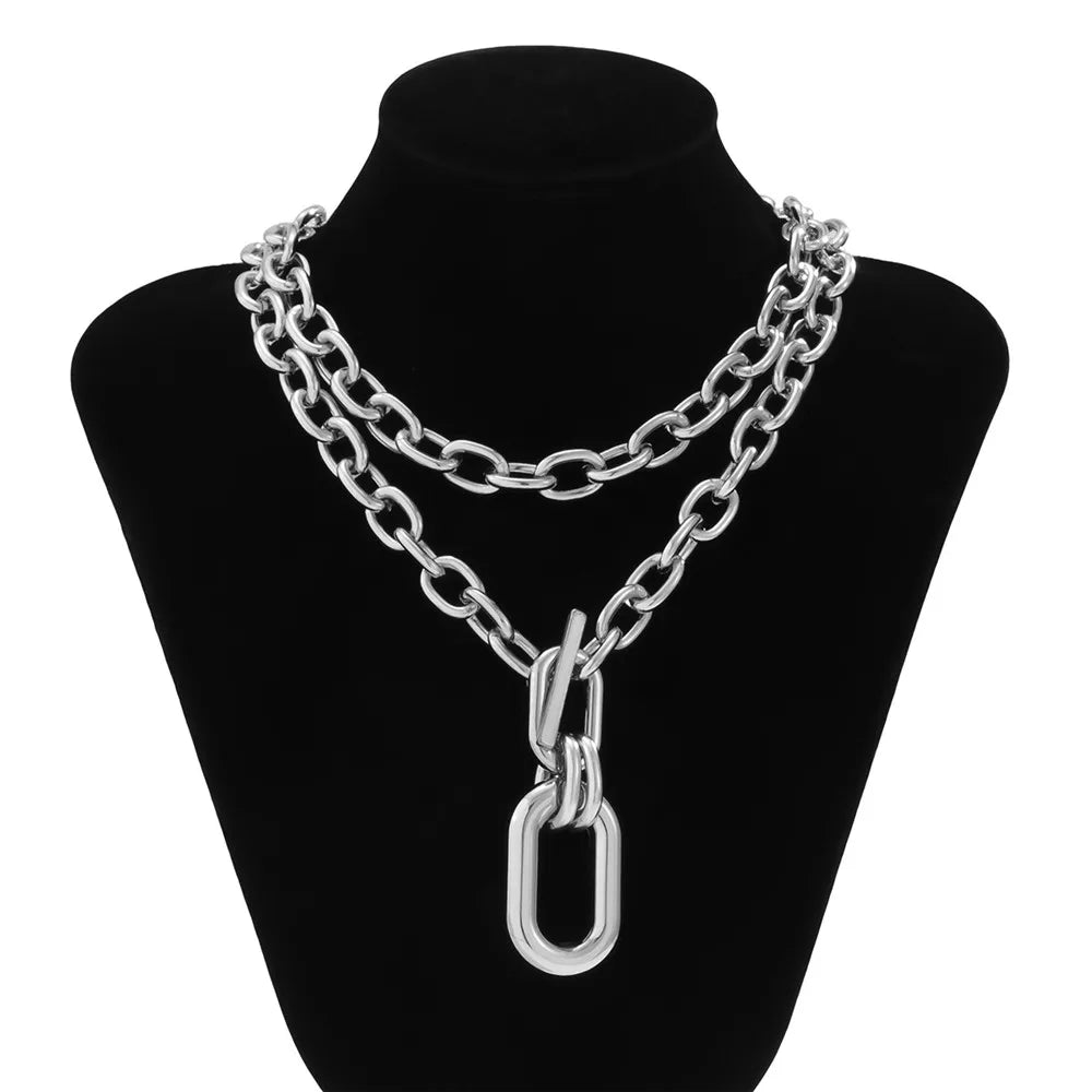 Exaggerated CCB Big Choker Necklace for Women Girl Hiphop Chunky Chain OT Buckle Necklace on the Neck Party Jewelry Gift 2022