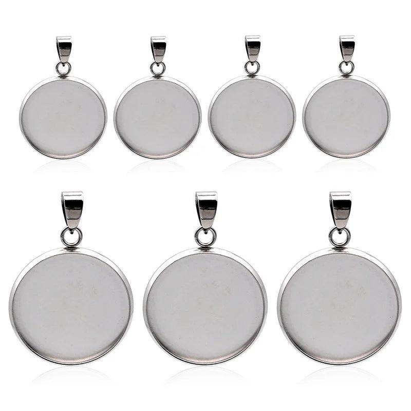 10pcs/lot stainless steel blank Cabochon Base Setting Charms Pendant fit 6 8 10 12 14 16 18 20 25 30mm  jewelry making supplies