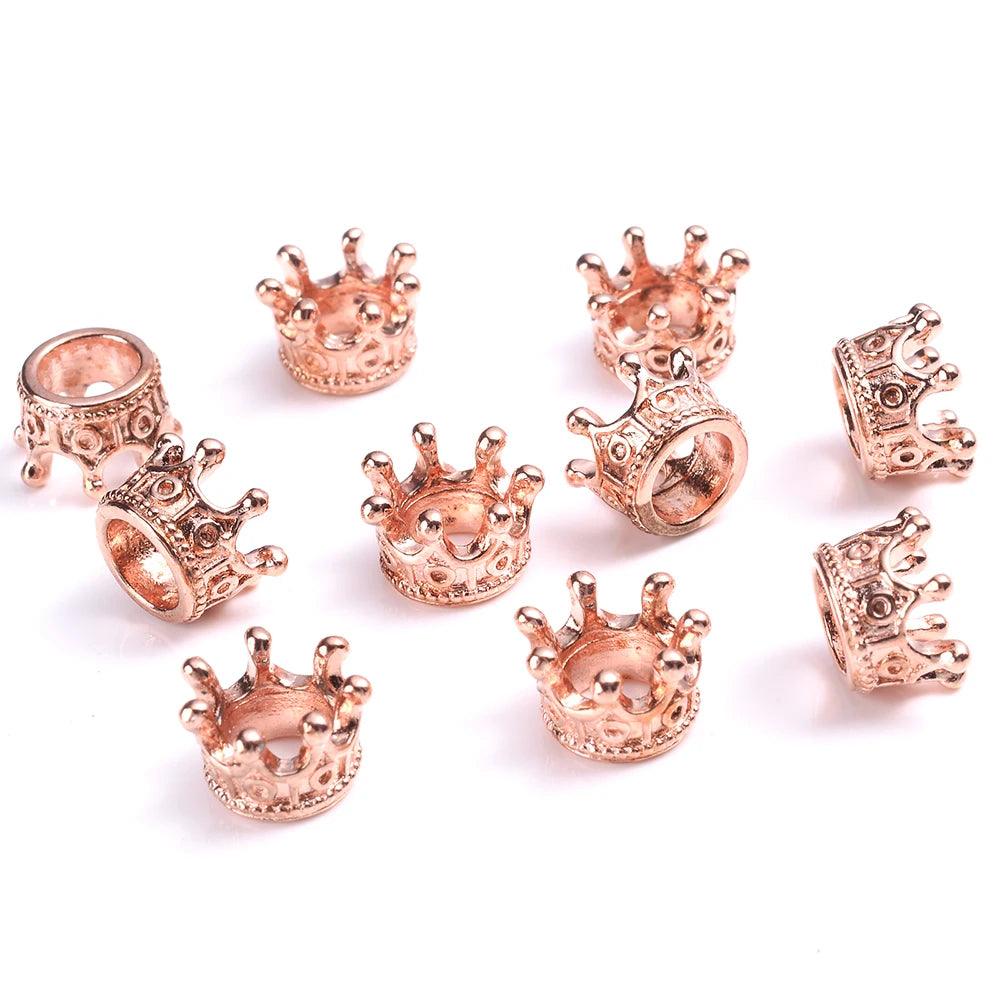 10/50pcs Alloy Loose Spacer Beads Gold Silver Crown Beads for Jewelry Making DIY Bracelet Handmade Accessories 6x9/12mm