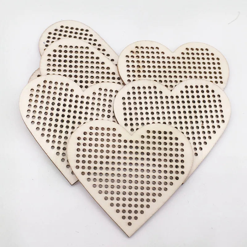 5pcs Round Heart Shaped Natural Rustic Wood Cutout Circles Chips for DIY Craft Wedding Christmas Decor