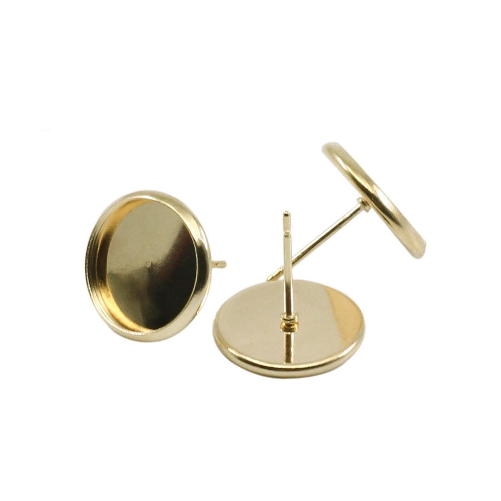 20-50pcs Stainless iron Blank Earring Base Cabochon Cameo Base 8 10 12 14 16 mm Flat Earring Setting Supplies For Jewelry Making
