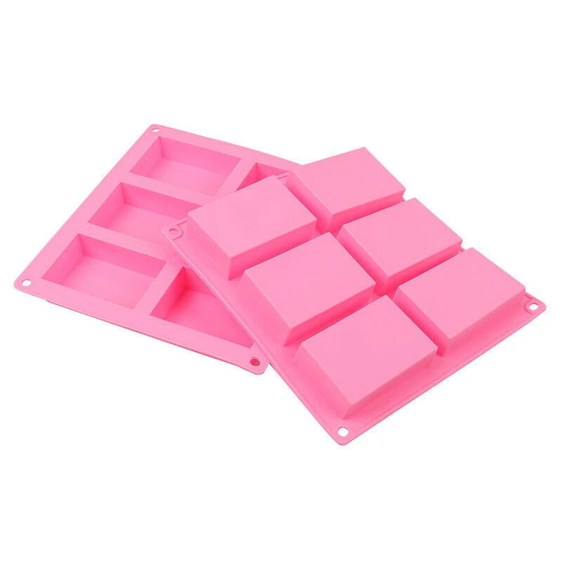 Silicone Soap Mould 6 Cavity Rectangle Bake Tray Portable for Homemade DIY Mold SP99