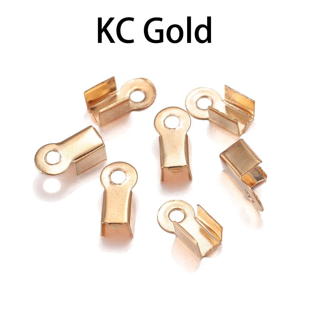200pcs/lot Cove Clasps Cord End Caps String Ribbon Leather Clip Tip Fold Crimp Bead Connectors For Jewelry Making DIY Supplies