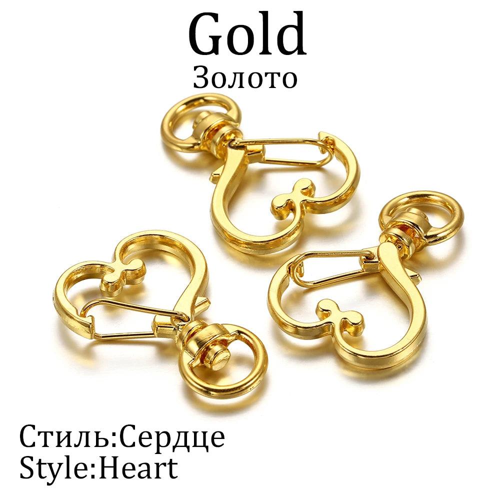 10pcs/lot Star Moon Heart Cat Dog Shell Dolphins Flowers Charms Lobster Clasps Hook For DIY Key Chain Jewelry Making Accessories