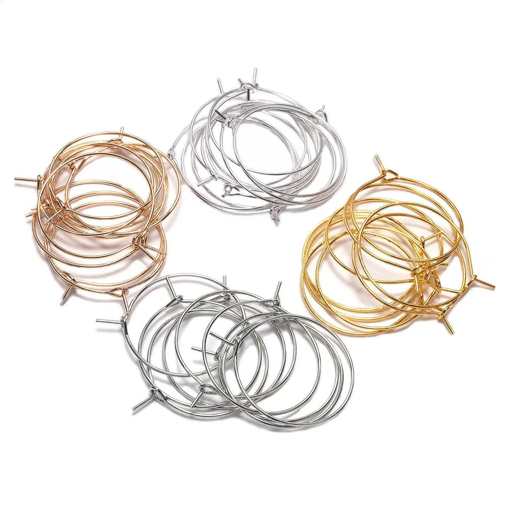 20-50pcs/lot 20 25 30 35 mm  KC Gold Hoops Earrings Big Circle Ear Wire Hoops Earrings Wires For DIY Jewelry Making Supplies