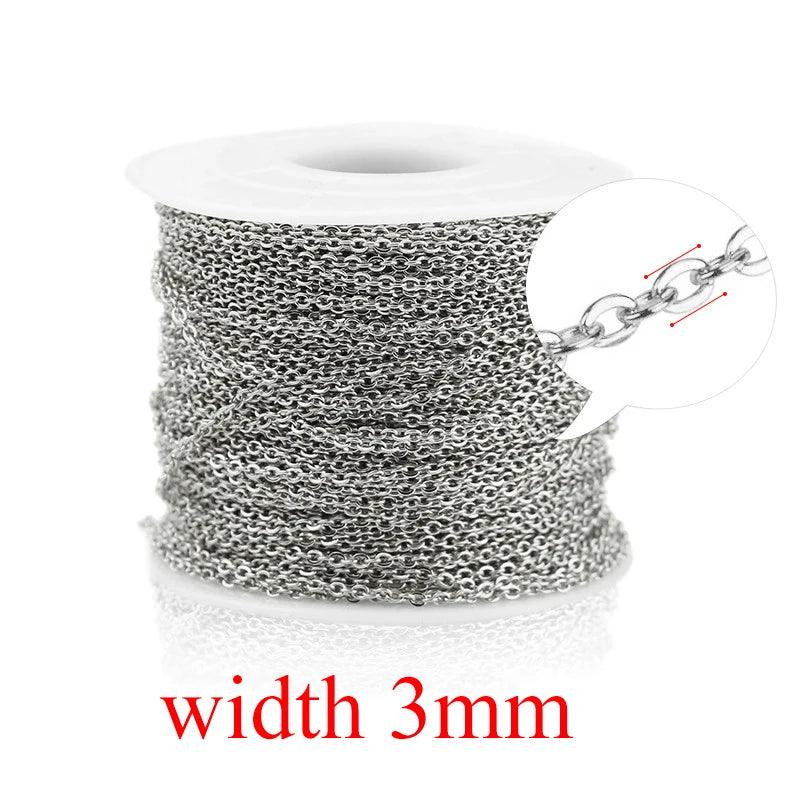 2m/lot Stainless Steel Cable Chain Bulk for Silver Rose Gold Chain 1mm 1.5mm 2mm 2.5mm Necklace Diy Jewelry Materials