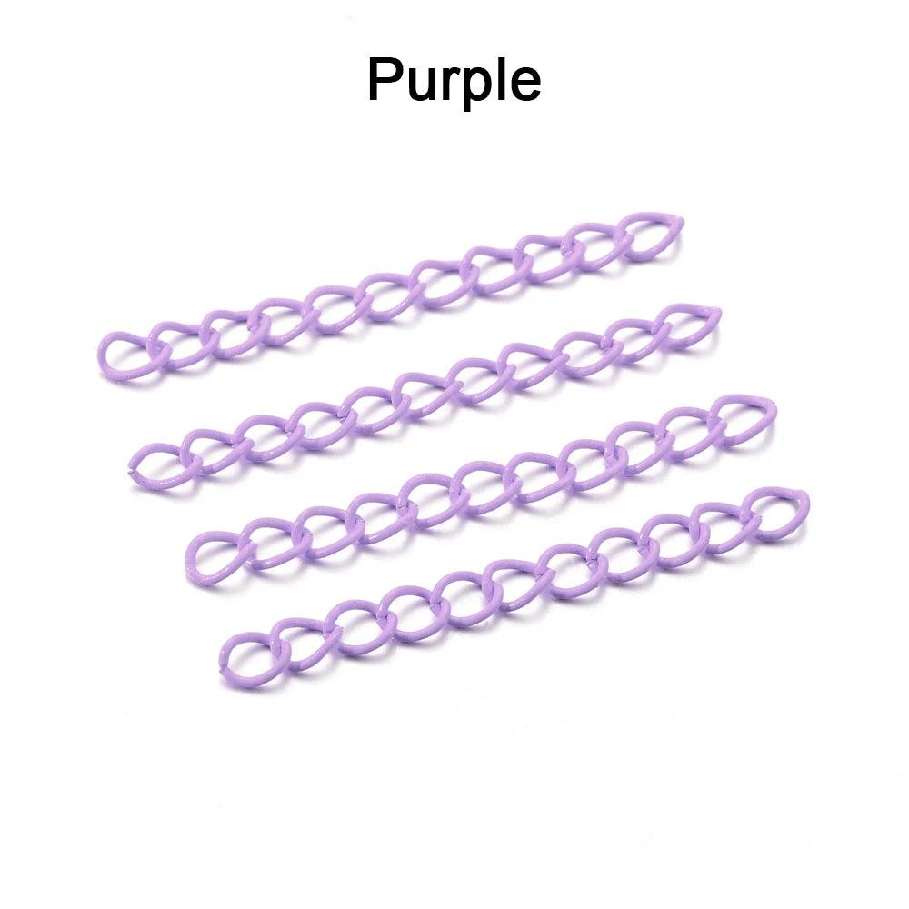 30-100pcs/lot 5 cm Colourful Necklace Extension Chain Bulk Bracelet Extended Chain Tail Extender For DIY Jewelry Making Supplies