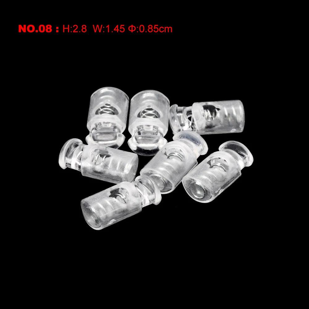 10pcs Cord Lock Plastic Stopper Cord Ends Toggles Clip Buckle Transparent Clear Frost For Shoelace Clothing DIY Bag Accessories