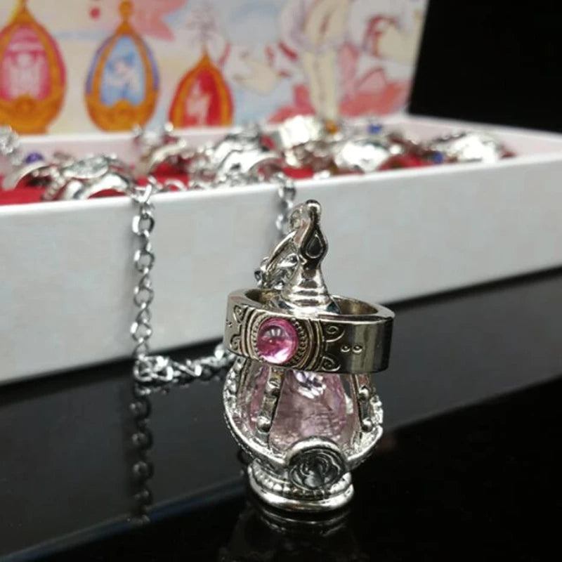 Anime Puella Magi Madoka Magica Soul Gem Necklace Crystal Pendant Ring Cosplay Costumes Lovers Jewelry Set Accessoies Prop