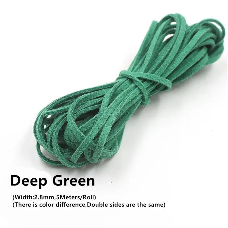 3MM 5M Micro-Fiber Flat Leather Lace Beading Thread Faux Suede Cord String Velvet Beading Supplies