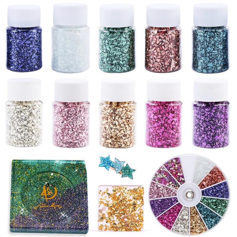 Epoxy Resin Colorful Metallic Sandstone Nail Art Gravel Filling Material UV Resin Epoxy Mold Filler For DIY Jewelry Making Tools