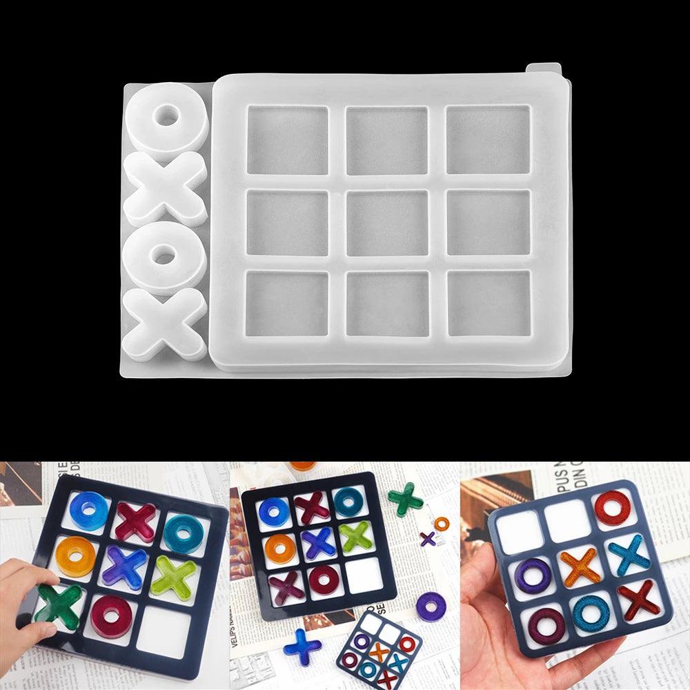 Small Tic Tac Toe OX Chess Game Mirror Silicone Casting Mold for DIY Resin UV Epoxy Jewelry Tools Craft Handmade Making