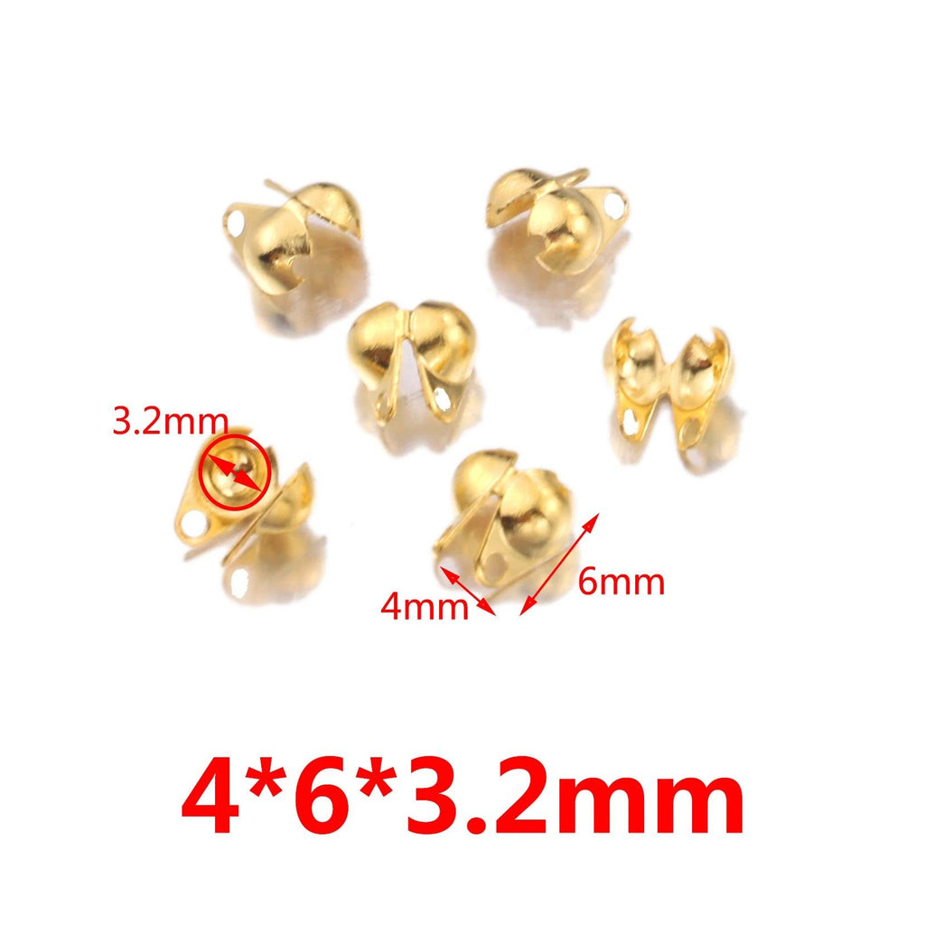 50pcs/lot Connector Clasp Fitting Stainless Steel  Ball Chain Calotte End Crimps Beads Connector for DIY Jewelry Making Supplie