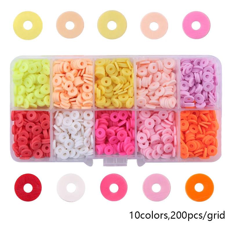 6mm Polymer Clay Beads Kit Flat Round Spacer Beads Kit with Alphabet Beads Pearls for Bracelets Necklace Making Jewelry DIY