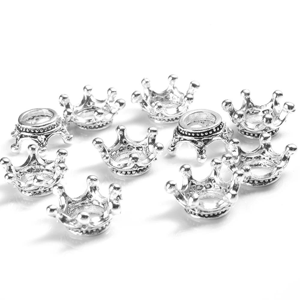10/50pcs Alloy Loose Spacer Beads Gold Silver Crown Beads for Jewelry Making DIY Bracelet Handmade Accessories 6x9/12mm