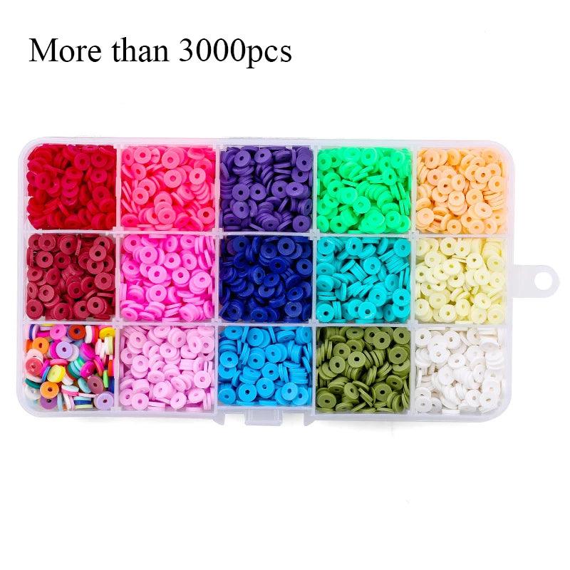6mm Flat Round Polymer Clay Spacer Beads for Jewelry Making Bracelets Necklace Earring DIY Craft Kit with Pendant 4080pcs/box