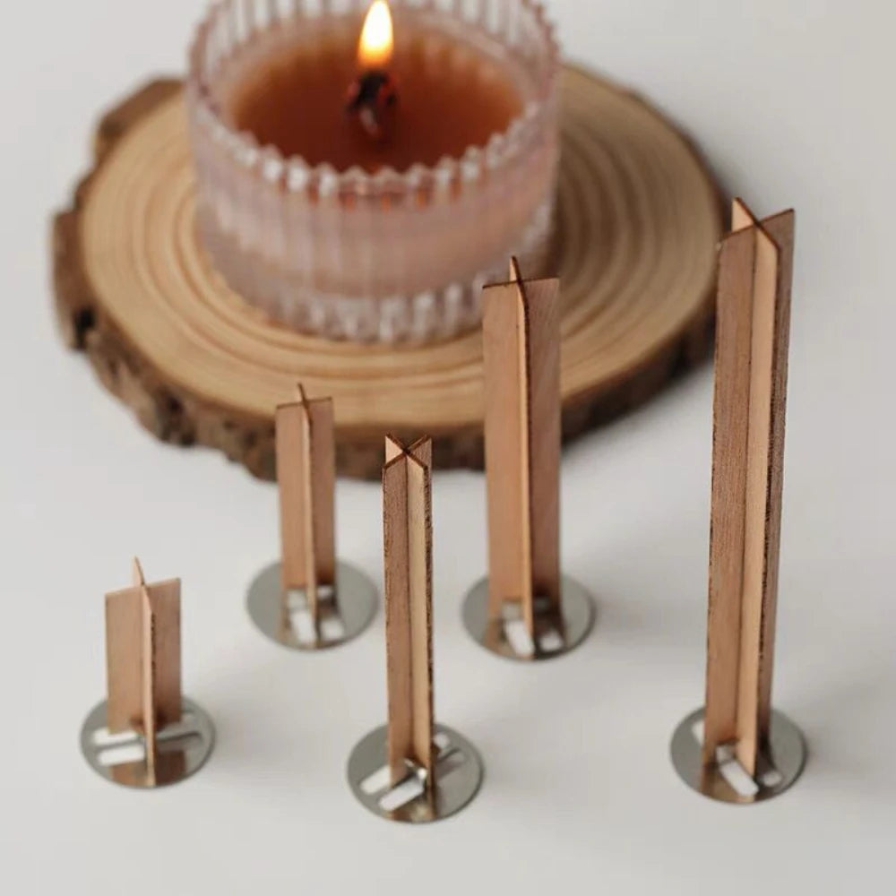 10pcs 3-10cm Length Cross Wooden Wood Candle Wicks Candle Wick Core With Bases For DIY Candle Making Supply Soy Parffin Wax Wick