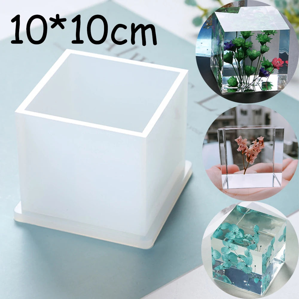 10cm/4" Large Cube Resin Mould Square Silicone Mold Epoxy Resin Casting Mould For DIY Paperweight Specimen Making Tool Supplies