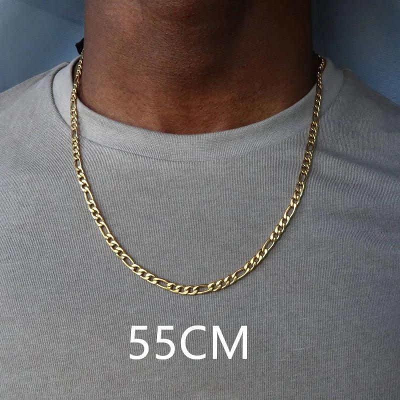 Fashion New Figaro Chain Necklace Men 3mm Stainless Steel Gold Color Long Necklace For Men Jewelry Gift Collar Hombres