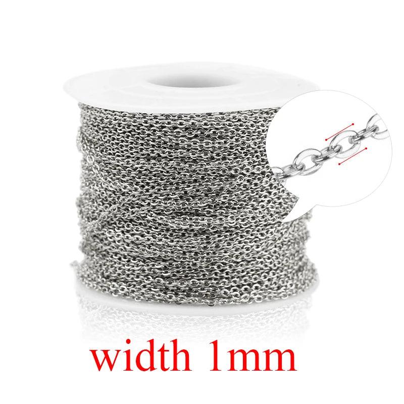2m/lot Stainless Steel Cable Chain Bulk for Silver Rose Gold Chain 1mm 1.5mm 2mm 2.5mm Necklace Diy Jewelry Materials