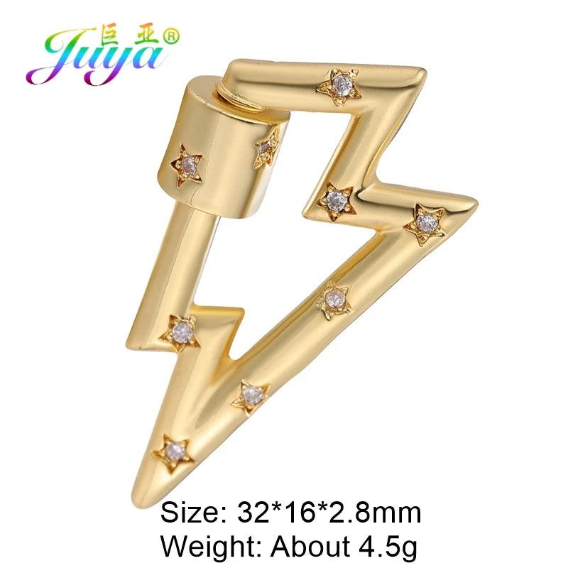 Juya Handmade Creative 18K Gold Plated Brass Screw Locks Carabiner Clasps Accessories For DIY Mesh Chains Pendant Jewelry Making