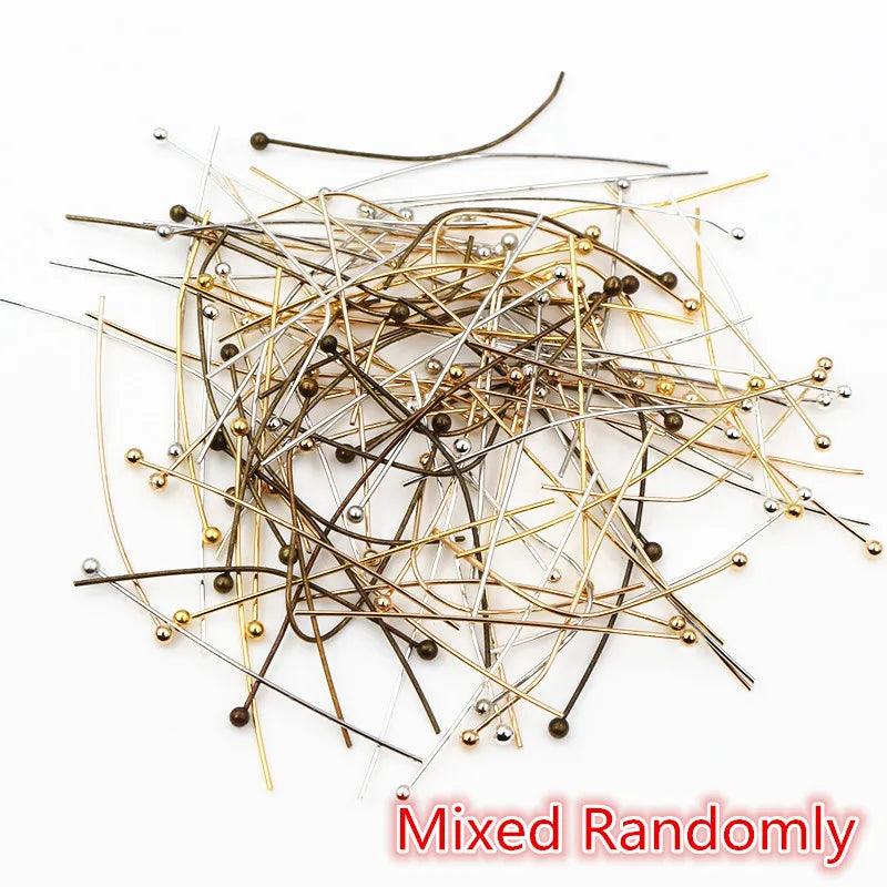 200pcs/lot 16 20 25 30 40 45 50mm Silver Color Metal Ball Head Pins For Diy Jewelry Making Head pins Findings Dia 0.5mm Supplies