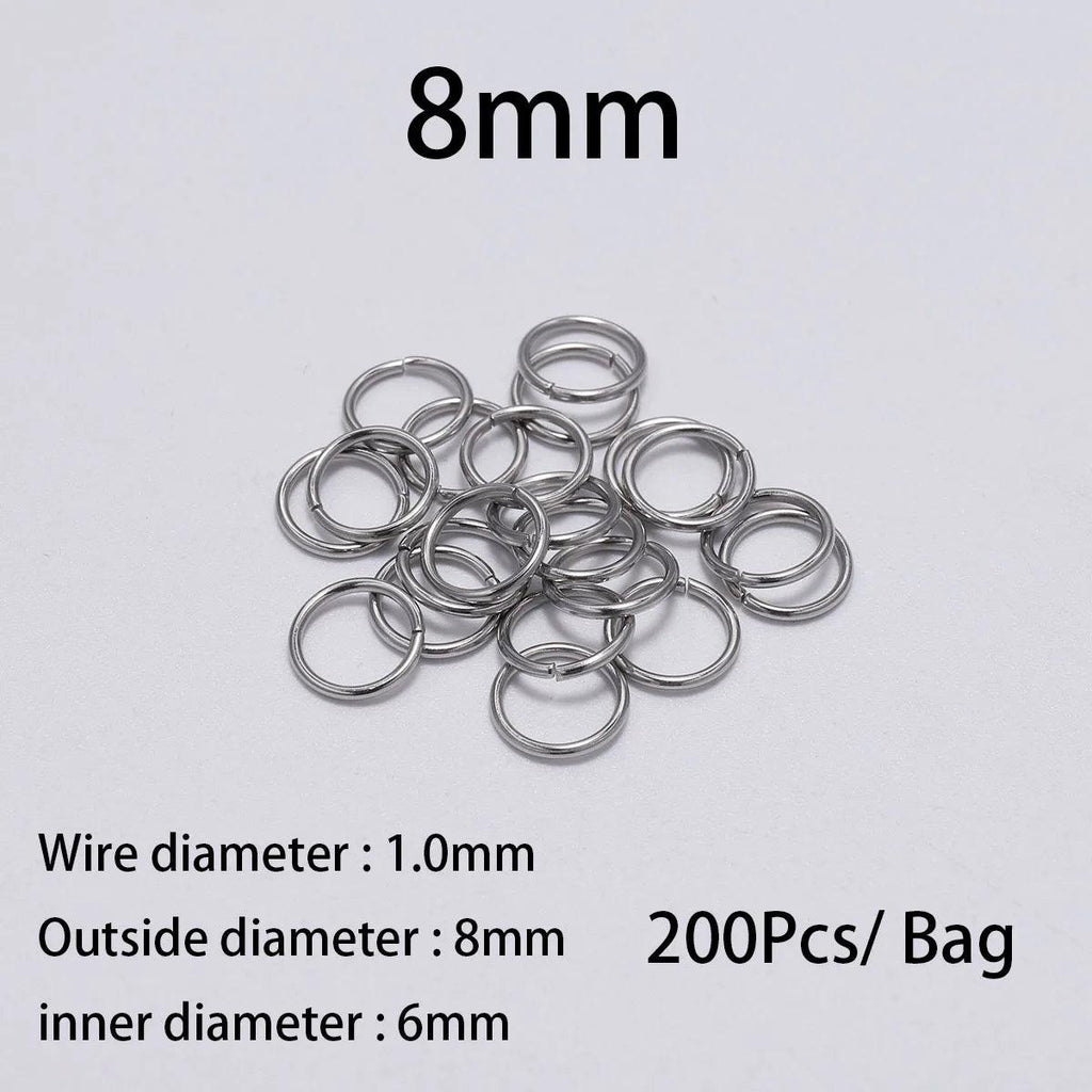 100-200pcs 3-15mm Stainless Steel Open Single Loops Jump Rings Split Ring For Jewelry Making DIY Connector Accessories
