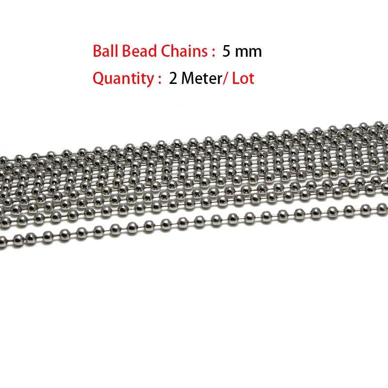 1.5 2.4 10 mm Stainless Steel Ball Bead Chains & Connector Bulk Chains for Jewelry Making Fit DIY Necklace Keychain Accessories