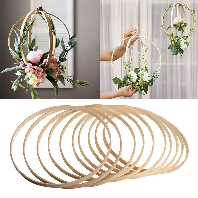 1Pcs 8-40cm Wooden Frame Hoop Circle Embroidery Hoop Tool Bamboo Circle For Cross Stitch Hand DIY Art Craft Sewing Tool