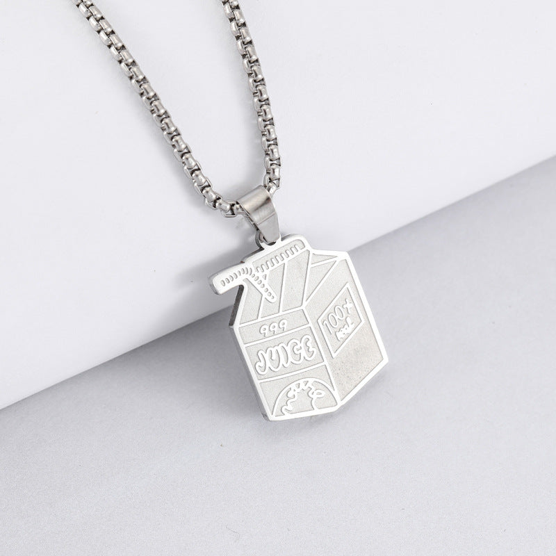 Cross-border European and American hot-selling jewelry milk bottle stainless steel pendant titanium steel personalized jewelry necklace source merchant wholesale