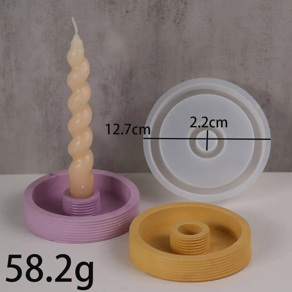 Concrete Round Candle Holder Silicone Mold DIY Handmade Epoxy Resin Plaster Candlestick Mould Home Decor Candle Jar Making Tool
