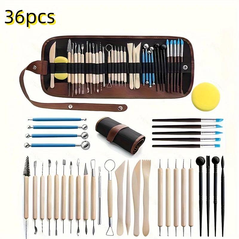 36 clay tools including cloth bag clay clay carving pottery diy hand pottery tools