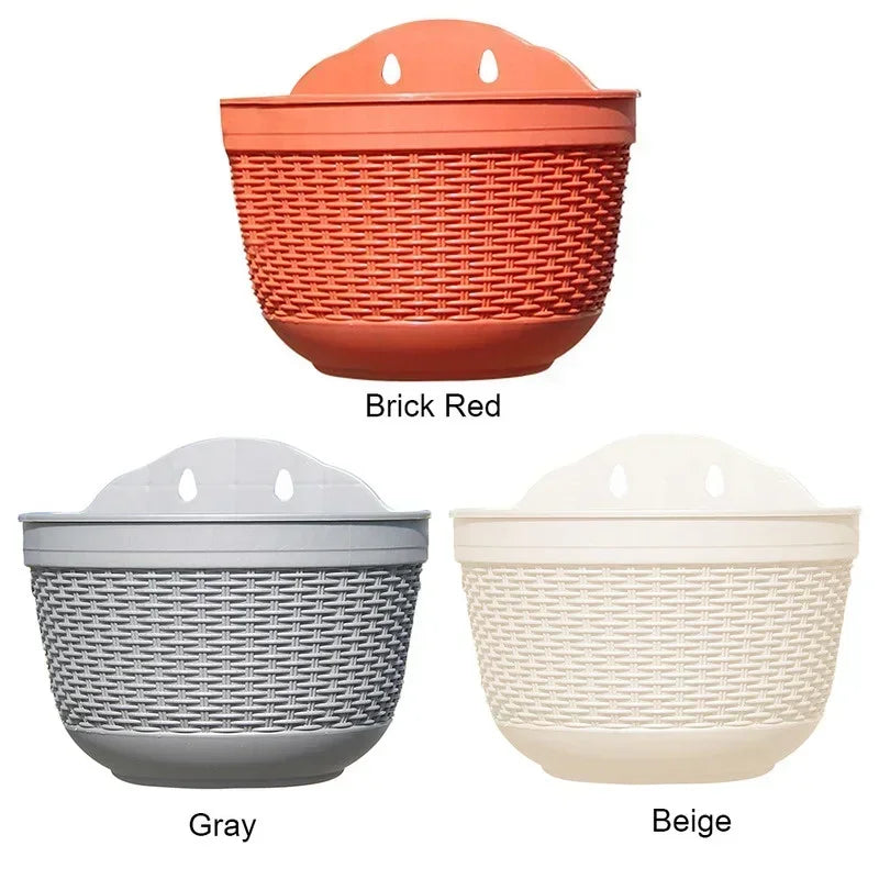 Imitation Rattan Woven Creative Flower Pot Garden Flower Pot Flower Pot Wall Hanging Plant Planting Pot Basket Courtyard Balcony