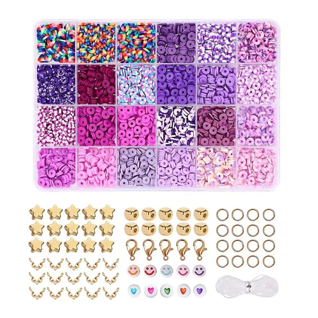 2400pcs Clay Beads Bracelet Making Kit includes Loose Beads and String for DIY Jewelry Craft for Girls