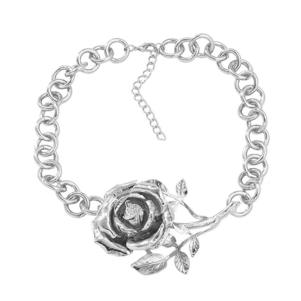 Vedawas 2024 New Alloy flower stone beaded necklace,Exaggerated Elegant Banquet Weedding Women Accessories