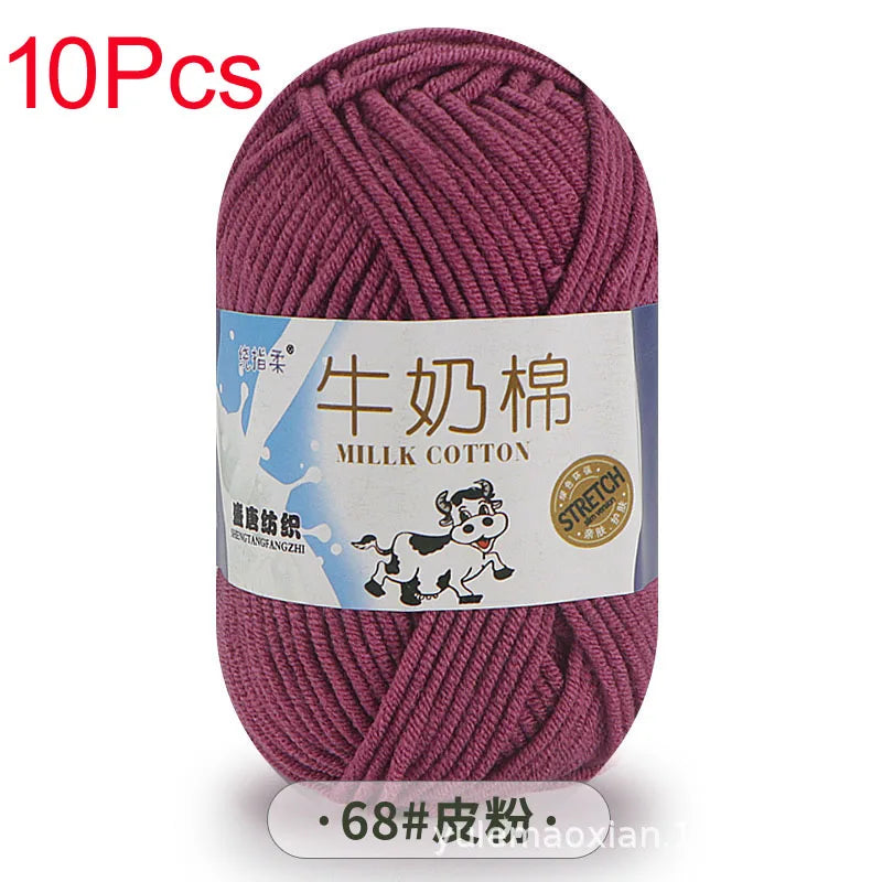 10 Piece Milk Cotton Yarn Knitting Wool for Hand Knitting and Crochet Soft Yarn for Scarves Hats and Sweaters