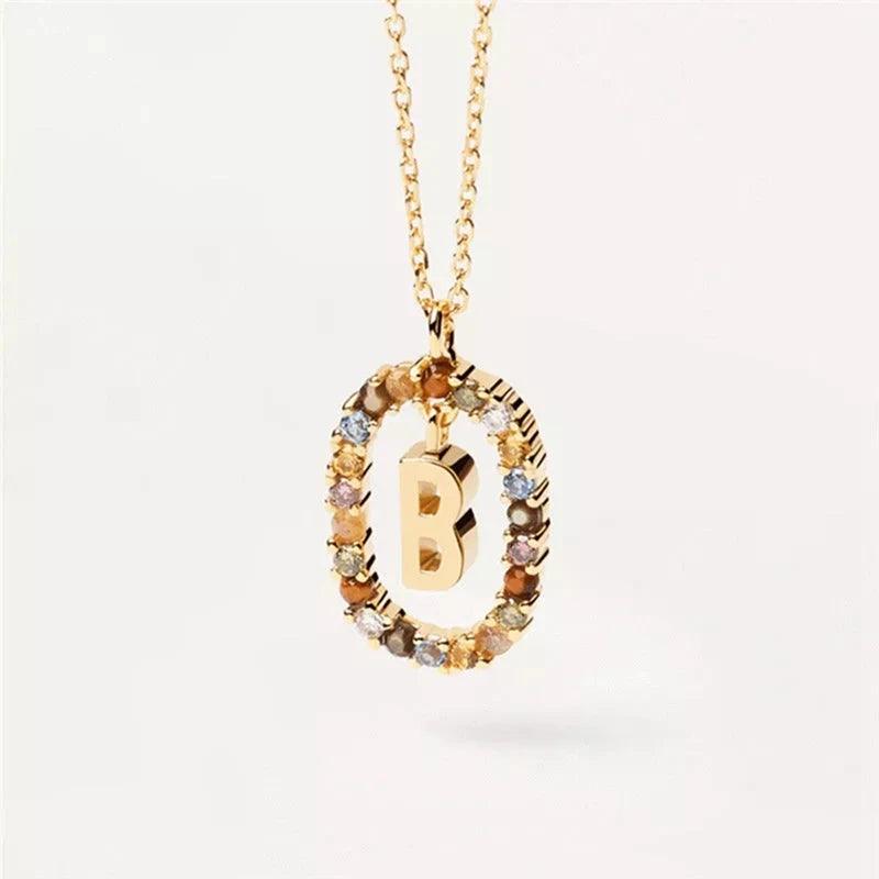Fashion Hot Creative A-Z Letter Pendant Necklace For Woman Color Jewelry Sweet and Versatile Adjustable Chain Lobster Clasp